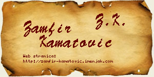 Zamfir Kamatović vizit kartica